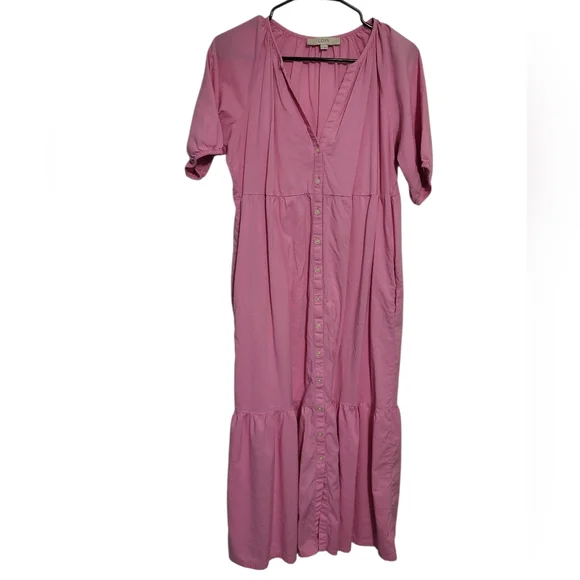 LOFT | Dresses | Loft Pink Cottagecore Boho Midi Dress Size M | Poshmark